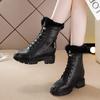 Inner heightening snow boots women's thick-soled casual medium boots fleece thermal cotton boots