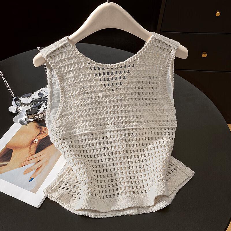 Women's Lyocell Blend Floral Embroidered Cutout V-Neck Vest
