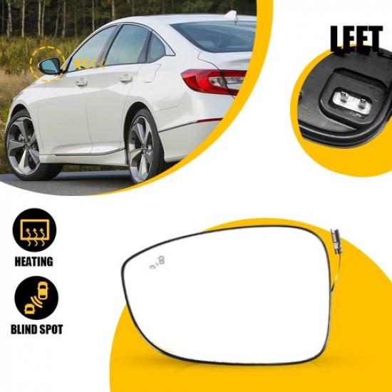 New Driver Side Mirror Glass with Heated & Blind Spot for 2018- Honda Accord