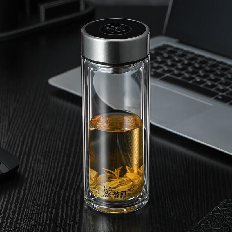 

Heenoor Men s Double Wall Glass Tea Infuser Bottle