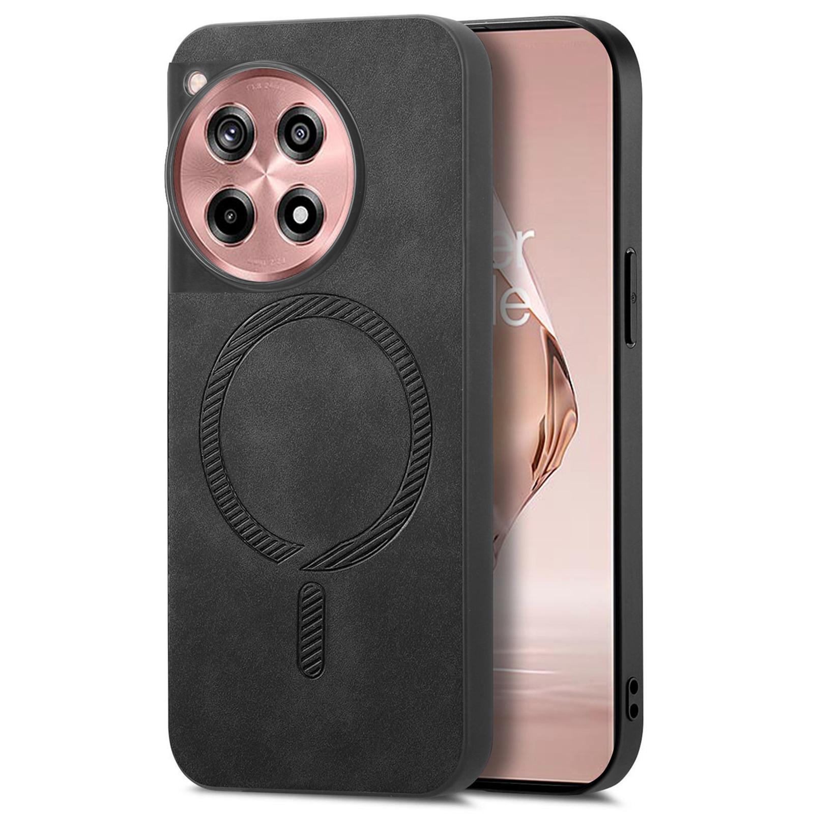 

For OnePlus Ace 3 5G/12R 5G Leather Back Case Compatible with MagSafe Skin-touch Phone Cover Black