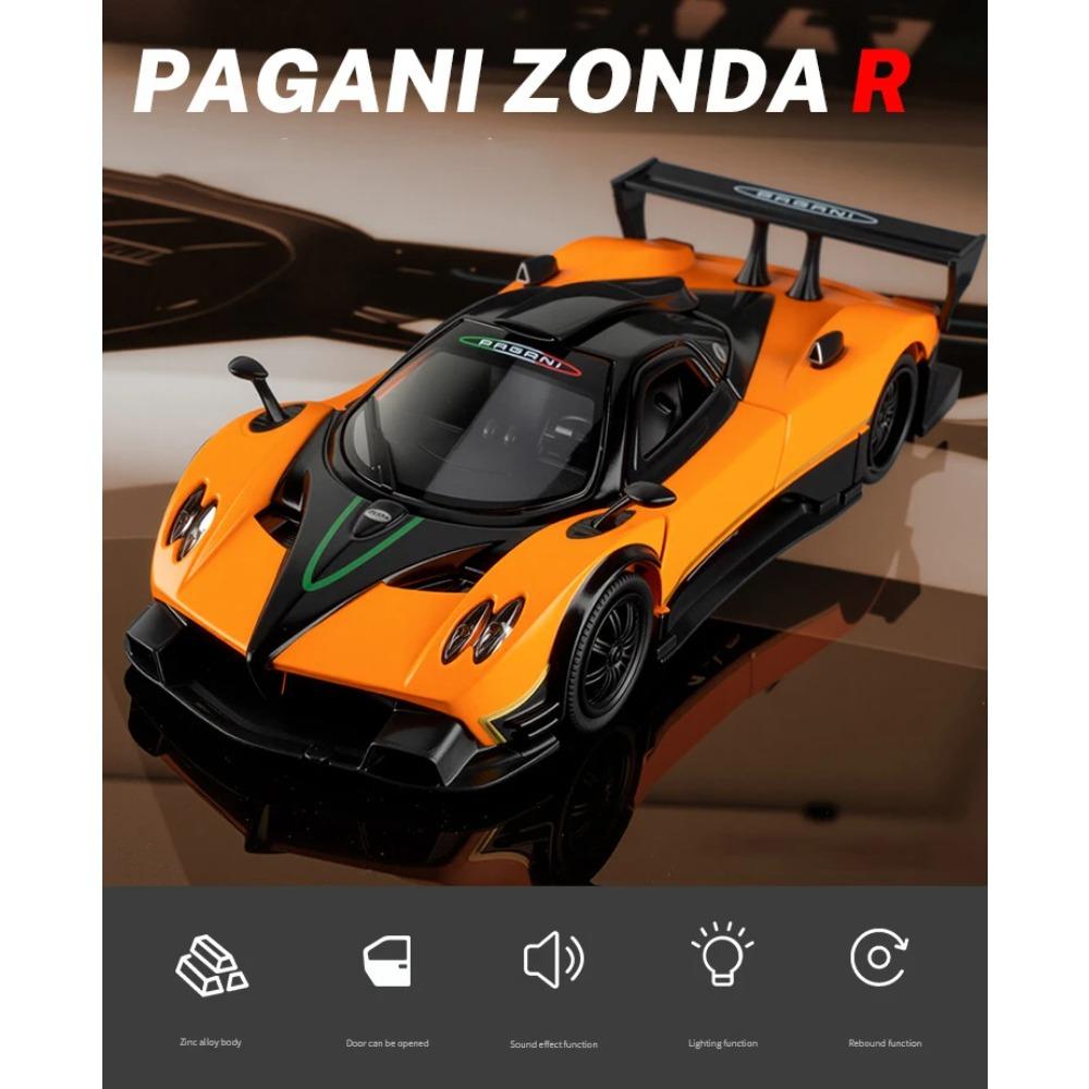 1/32 Pagani Zonda R Supercar Alloy Car Model Sound and Light Pull Back Children's Toy Collectibles Birthday Gift