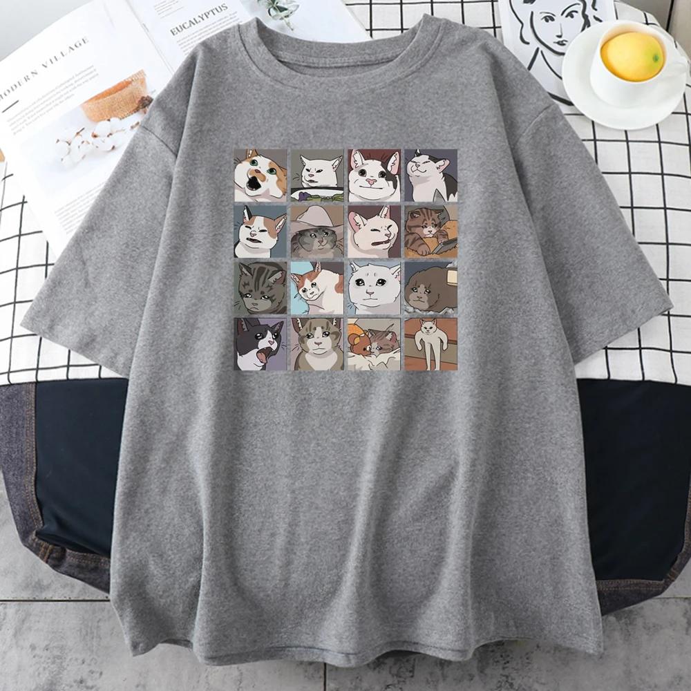 Cats Puzzle Creativity Printed Men T-Shirts Beach Breathable Funny Clothing Oversize Casual Cotton Tops Mans Short Sleeve