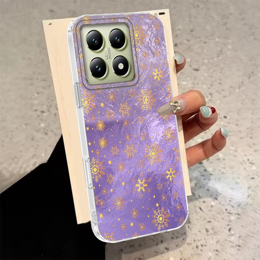 Luxury Glitter Christmas Snowflake Phone Case For Xiaomi 14T 13T 11 Lite NE Poco X5 M6 X6 X7 X3 Pro NFC C65 C61 M5S Hard Cover