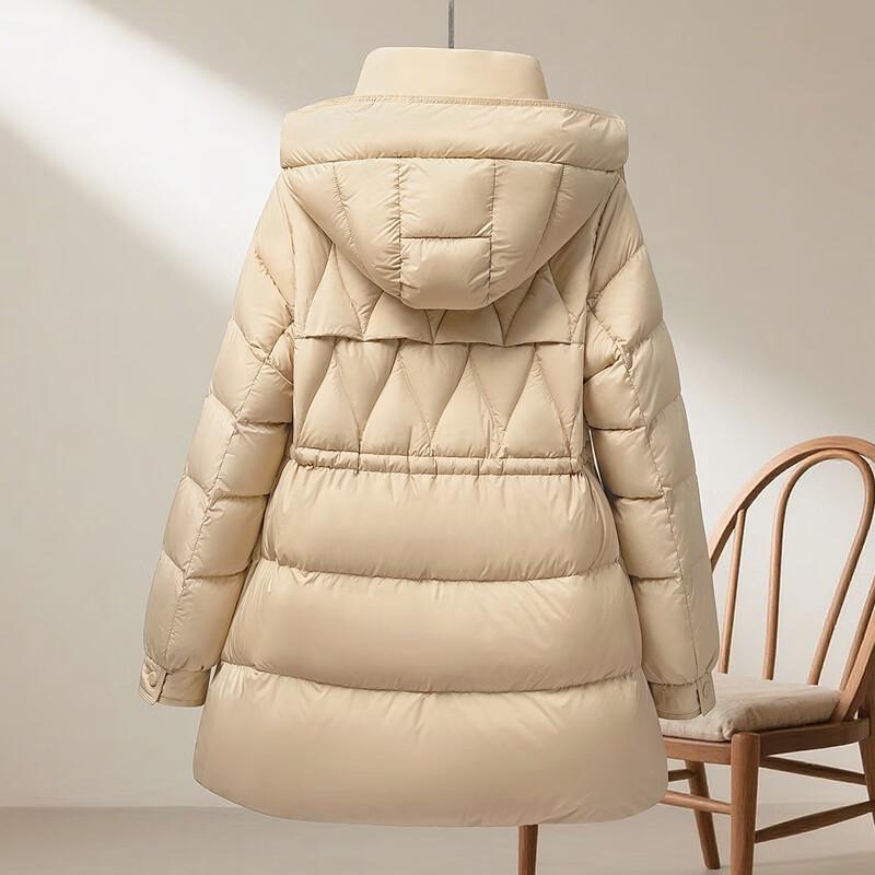 Women's 90% Down Hooded Mid-Length Puffer Jacket
