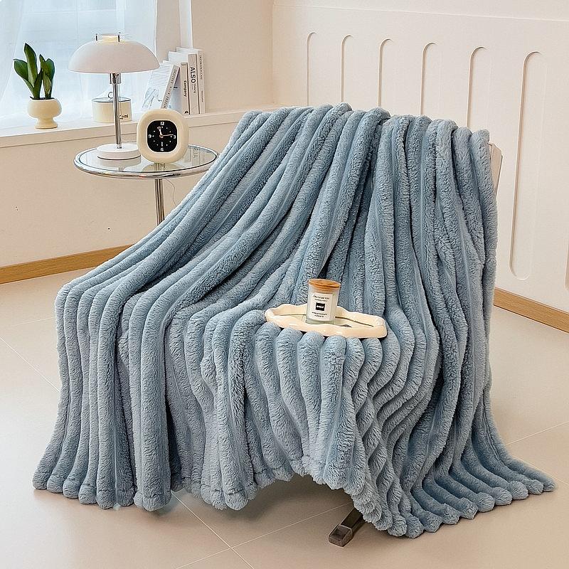 Rabbit Plush Blanket Thickened Winter Office Nap Sofa Coral Fleece Soft Warm Throw Blankets for Beds
