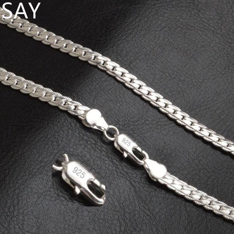 New 925 Sterling Silver Charms Necklace 5MM 16-24inch Chain High Quality For Men Woman Men Fashion Wedding Engagement Jewelry
