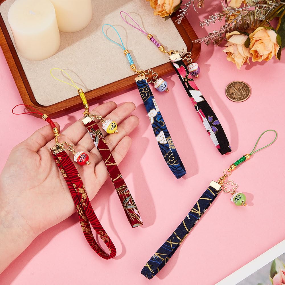 [OLYCRAFT] 5-Piece Set In 5 Colors: Lucky Cat Keychain, Maneki-neko Keychain, Keychain Phone Chain, Maneki-neko Key Charm, Maneki-neko Key Ring,