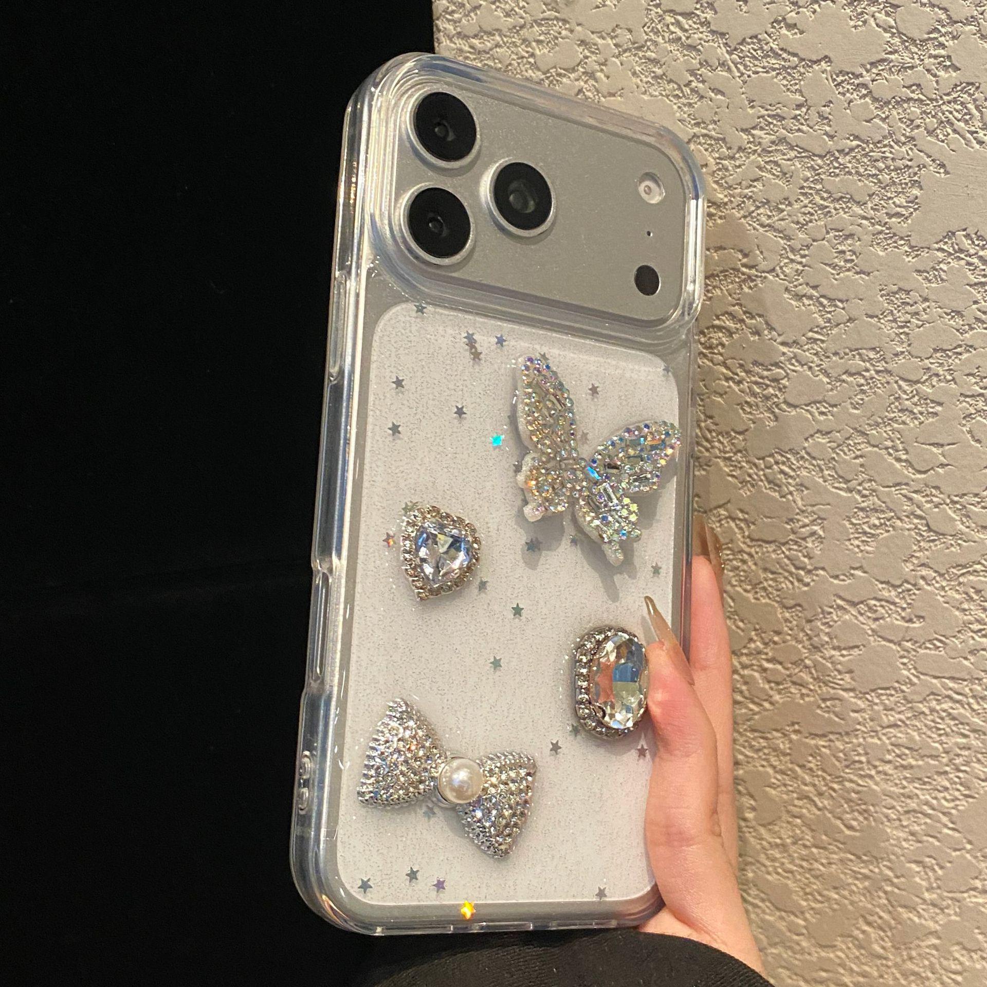 

Crystal Lanyard Diamond Butterfly Case for Apple 17 Promax/16/15 Pro, 14/13/12 iPhone XS Max 6.5 inch