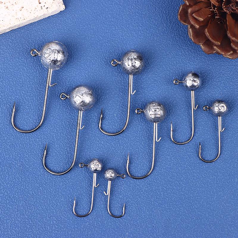 Rosewood Jig Heads Fishing Hook Long Shank Wide Gap 5G 7G 10G 14G Unpainted Ball Sharp Jighead For Trout Bass Fishing Tackle