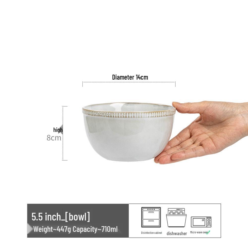 Japanese Retro Ceramic Irregular-Shape Bowl with Kiln-Changed Glaze - Ideal for Rice, Congee, or Noodles
