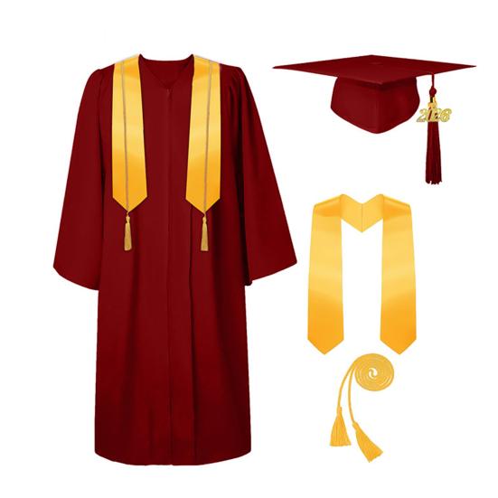 Conjunto Unissex Adulto Fosco de Capelo e Toga de Formatura com Borla 2026, Faixa de Formatura, Cordão de Honra para Ensino Médio, Faculdade, Bacharelado