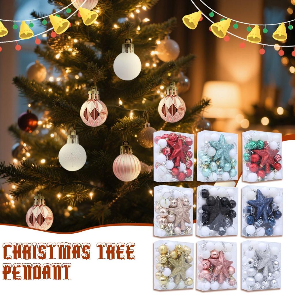 36 Piece Set Of Shatterproof Christmas Baubles For Decorating Christmas Trees, Hanging Ball Set For Christmas Party Decorations