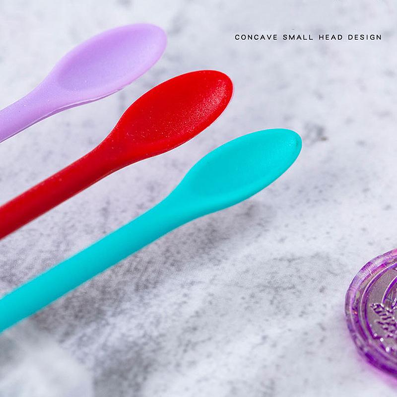 Double-Headed Seal Wax Stamp Scraper Heat Resistant Multifunctional Dip Spoon Powder Cleaning Silicone Spoon Stirring Mixing Rod