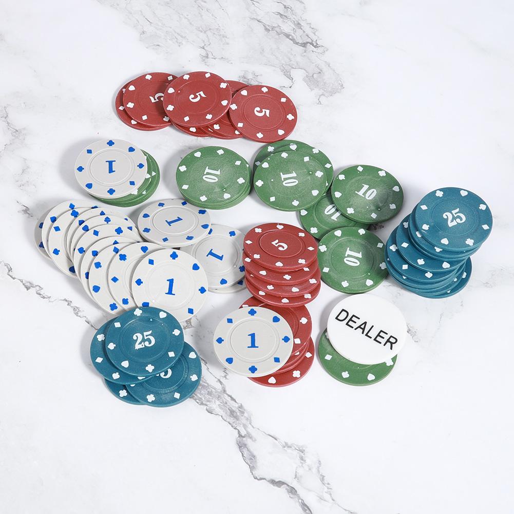 100 Stück Pokerchips Karten mit Dealer-Chip Tragbarer Tragekoffer für Kinder Erwachsene