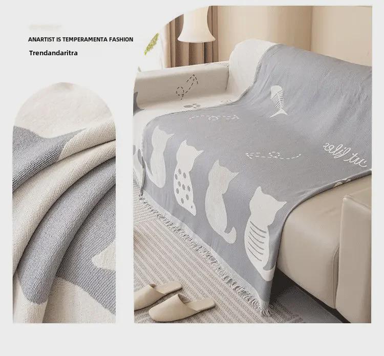 Chenille Cartoon Sofa Towel: Universal, Multifunctional Armrest and Backrest Cover