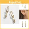 Elegant Gold Alloy Double Safety Pin Earrings Unique Exaggerated Womens Jewelry