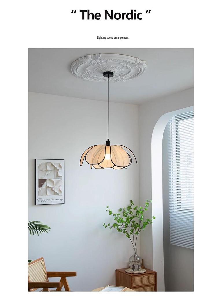 High-End Mid-Century French Cream Petal Chandelier for Living, Dining, and Bedroom