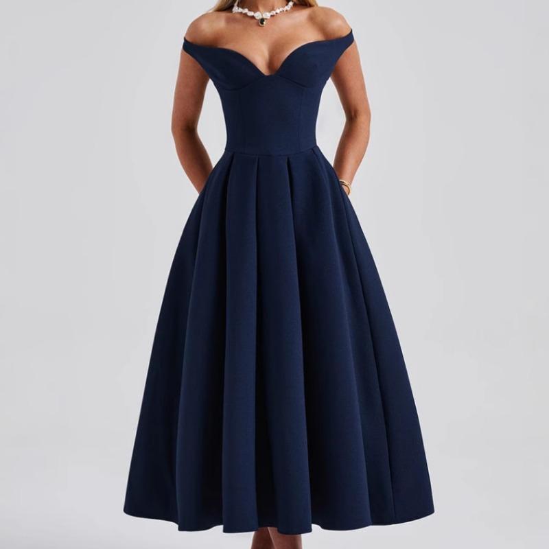 

Женское модное элегантное вечернее платье с V-образным вырезом и открытой спиной XL темно-синий