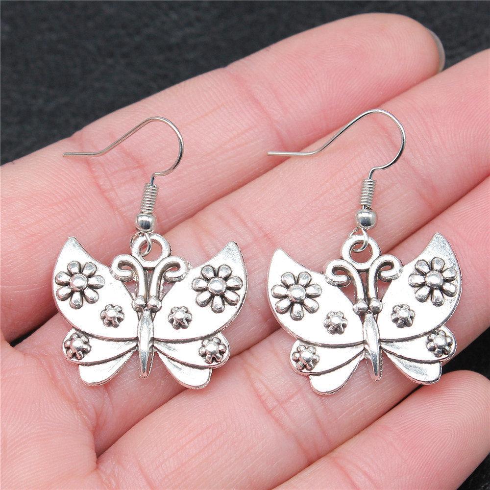 Hängeohrring Libelle Schmetterling Vintage Schmuckzubehör Ohrringgröße 18x19mm QE009