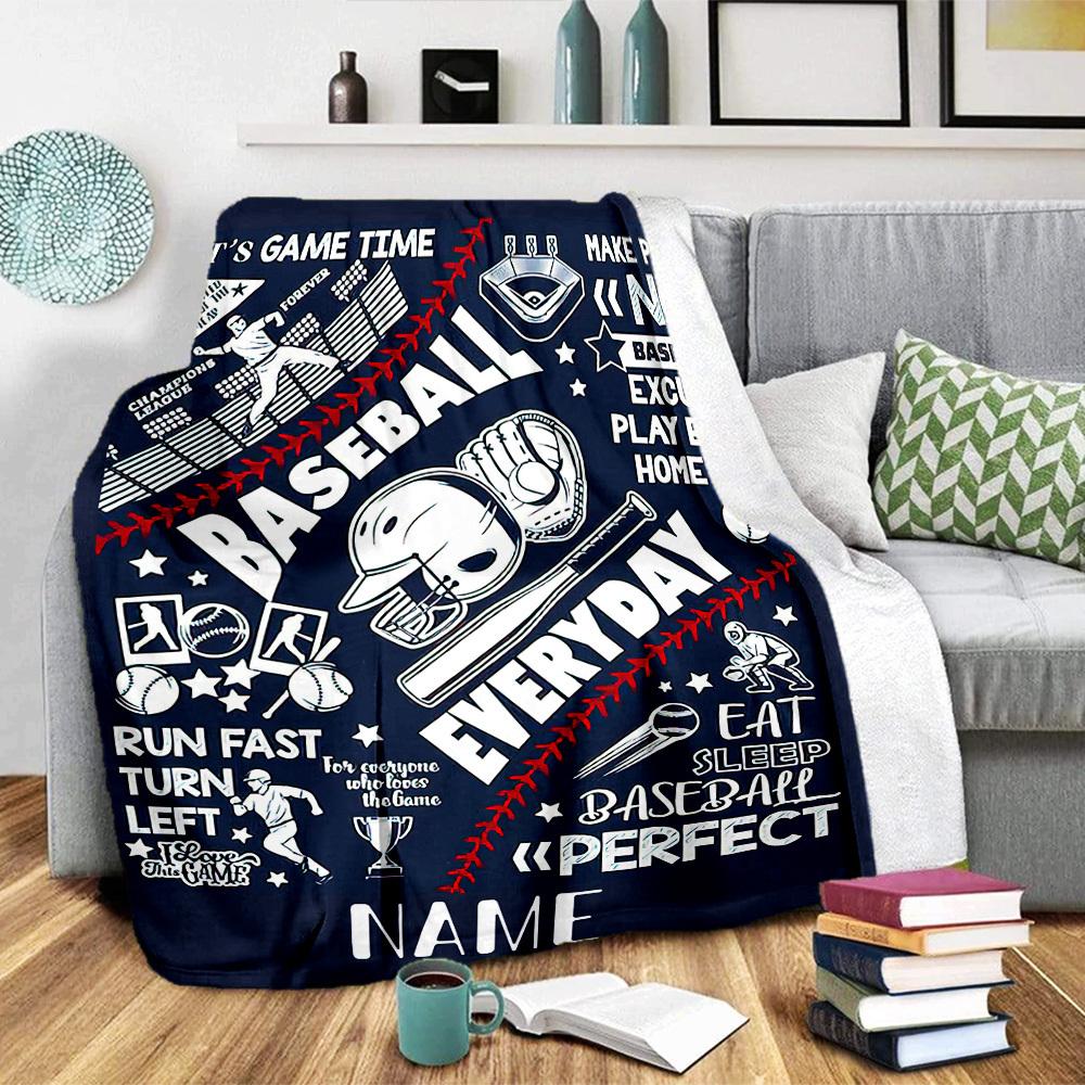 Baseball Home Customize Your Name Blankets Comfortable Soft Lightweight Multipurpose Blanket For Picnic Sofa Office Bed Living Room Suitable As Gifts