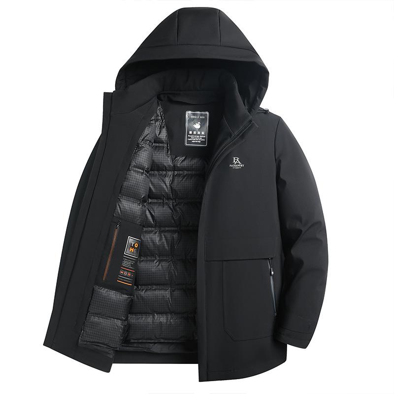 Winter Down Jacket Middle-aged Men Removable Down Jacket Middle-aged Warm Light Business Dad Men's Clothing
