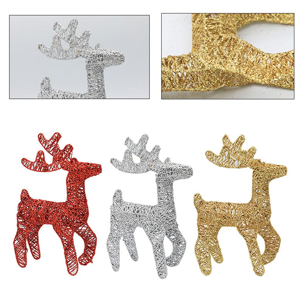 Metal Rattan Reindeer Ornament Xmas Tree Scene Decor Props for Outdoor Craft