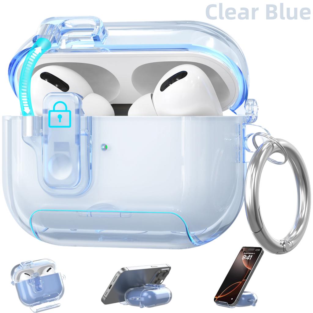 For Apple Airpods Pro 3 Case Cover 2025 Clear Magnetic Automatic Lock Case with Phone Stand &Cleaning Kit for Airpods Pro 3 Case