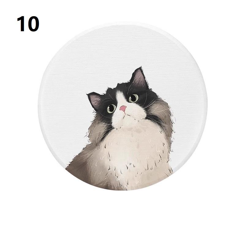 Runde Cartoon Kätzchen Untersetzer Diatomeenerde Saugfähig Hitzebeständiger Untersetzer Tischdeko Niedliches Katzenmuster Schnelltrocknende Kaffeetassenuntersetzer