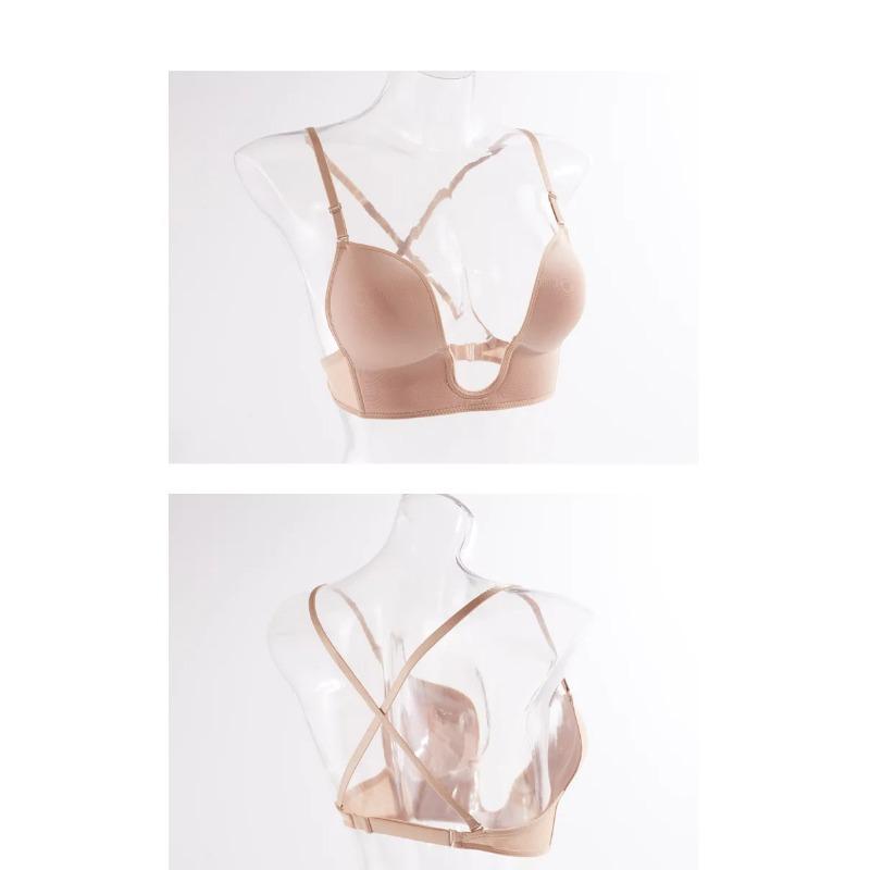 Folomi Sutiã Sexy Plunge Deep U Lingerie Feminina Sem Costura Sem Costas Roupa Interior Casamento Invisível Sexy Push Up Íntimos Feminino Verão