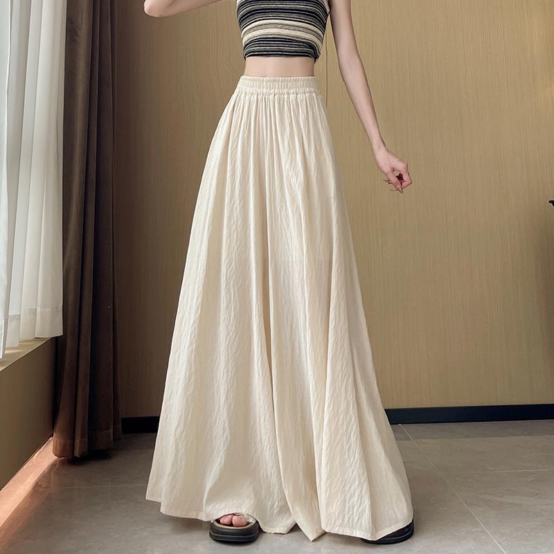 High Waist Women's Summer Loose Wide Leg Pants - Ice Silk Cotton Linen Blend
