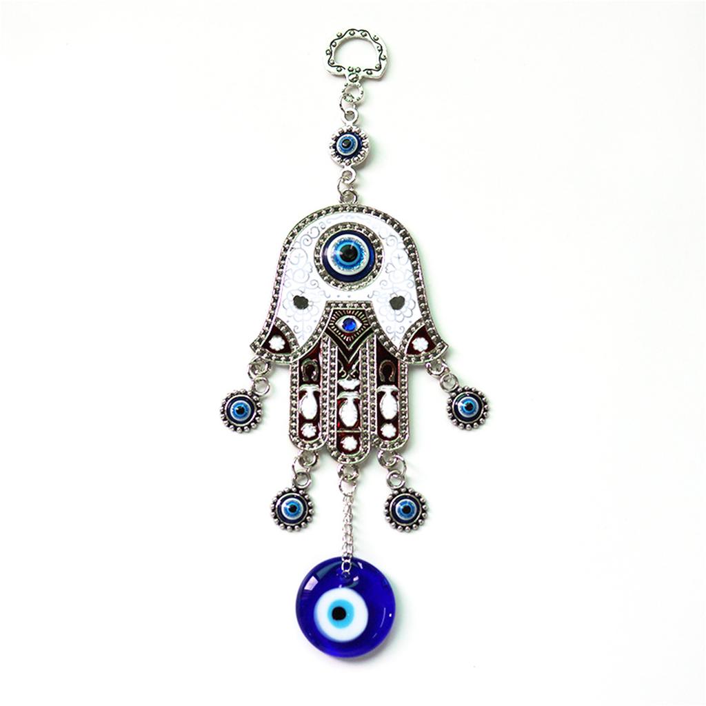 Fatima Hand Blue Eye Wall Hanging Wind Chime Art Crafts Ornaments Meditation Yoga Healing Home Room Decor