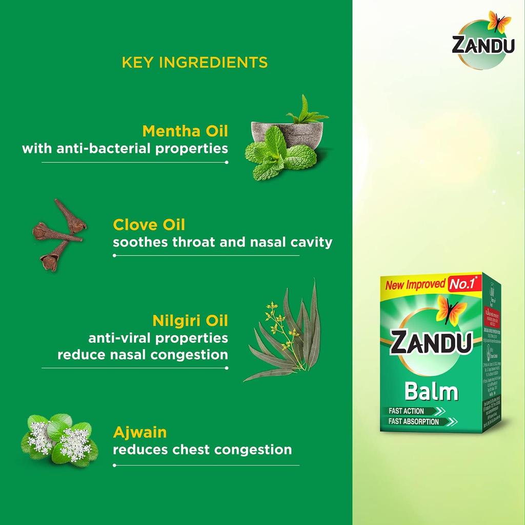 Zandu Balm 50ml X Pack of 2 Pain Relief Balm for Headache, Body Ache, Muscle Pain and Cold Relief