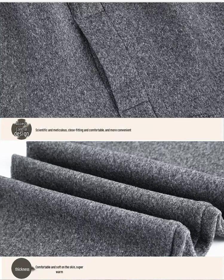 Męski Jesienno-Zimowy Ciepły Zestaw Bielizny z Okrągłym Dekoltem - Jednolity Kolor, Duży Rozmiar Warstwa Bazowa