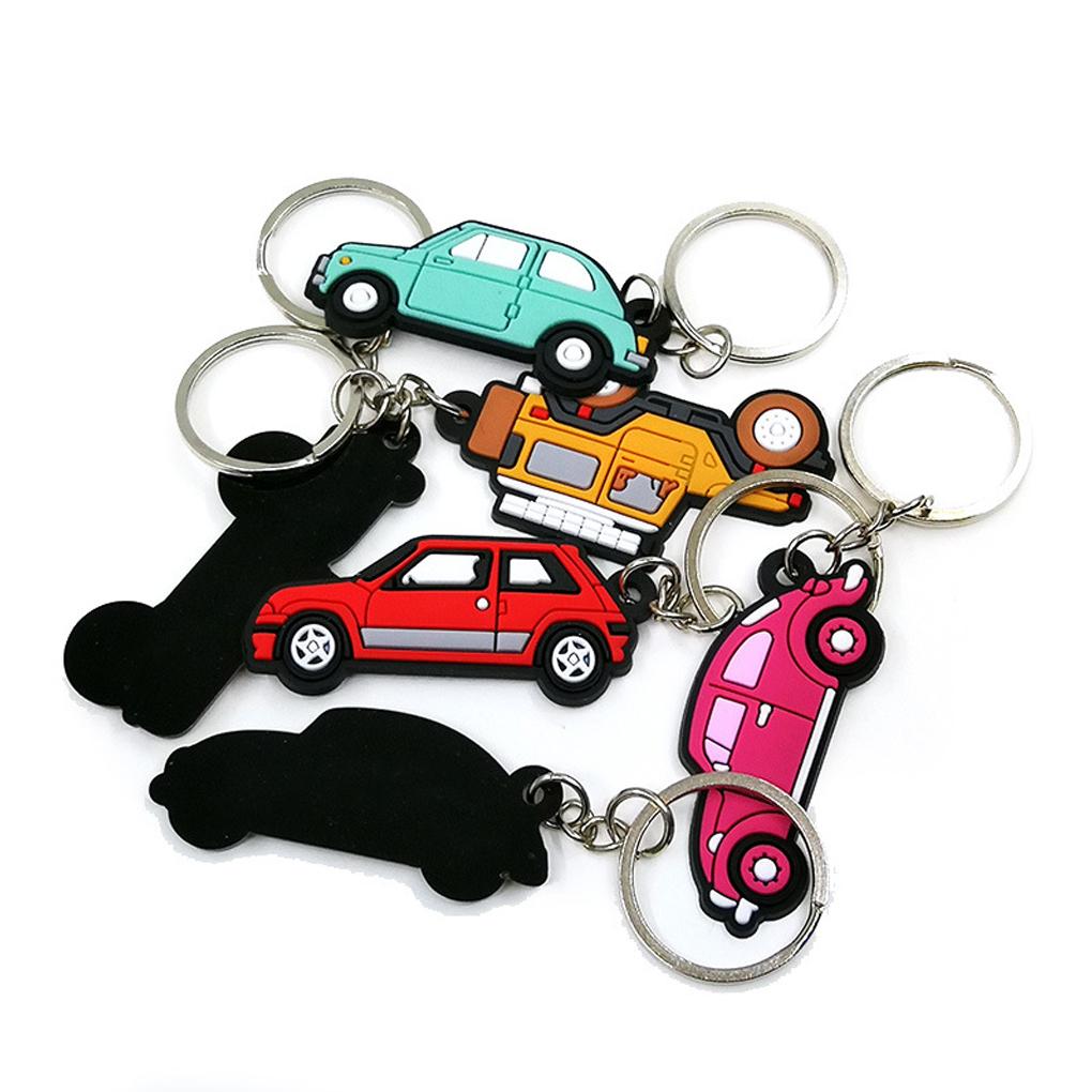 Keychain Car Shape Double-Side Cartoon Key Ring Multi Kinds Theftproof Safety Metal Clasp Holder Accessory Keys Wallet