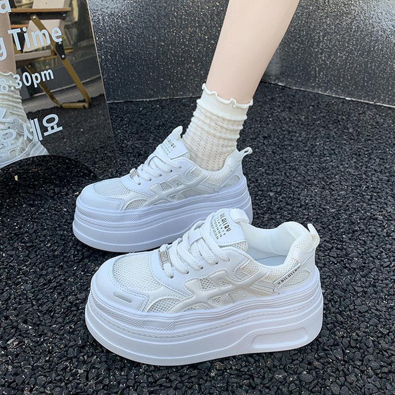 Height-increasing little white shoes women's new mesh spring and summer breathable 2025 casual sports dad shoes platform German training shoes