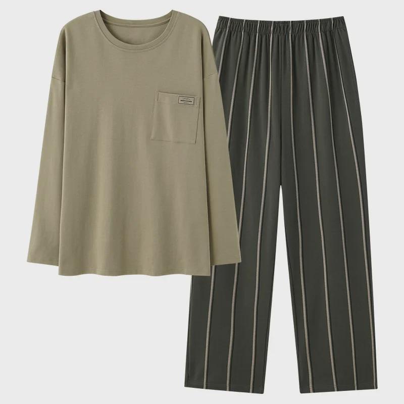 Men's Long-Sleeve Trousers Suit for Autumn/Winter Home Wear, Available In Large Sizes