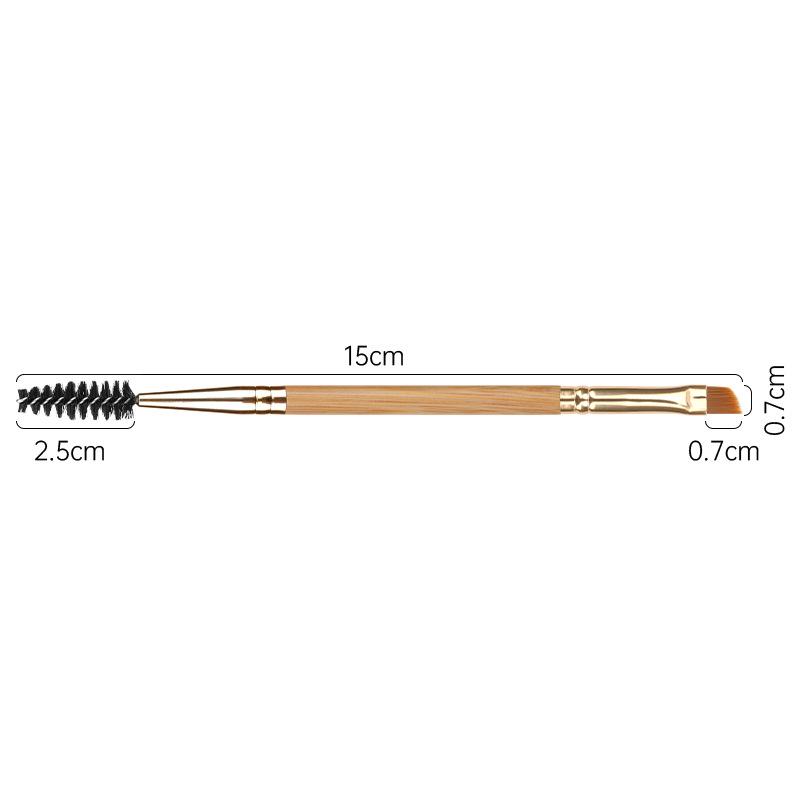 Bamboo Dual-Ended Makeup Brush: Eyebrow Comb, Eyeliner, Mascara, Eyeshadow, and Powder Brush for Convenient Beauty.