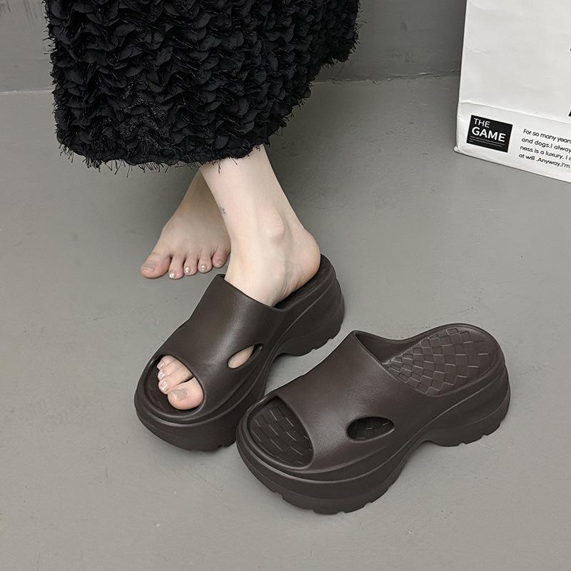 

Новые летние шлепанцы на платформе женские одежда высококлассная мода увеличивающие рост пляжные сандалии слово EVA 40 темно-коричневого