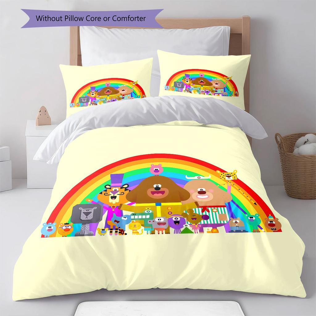 Duggee Pattern Bedding Home Decoration Birthday Gift ( 1 duvet cover + 2 pillowcase, without core),fan merchandise.