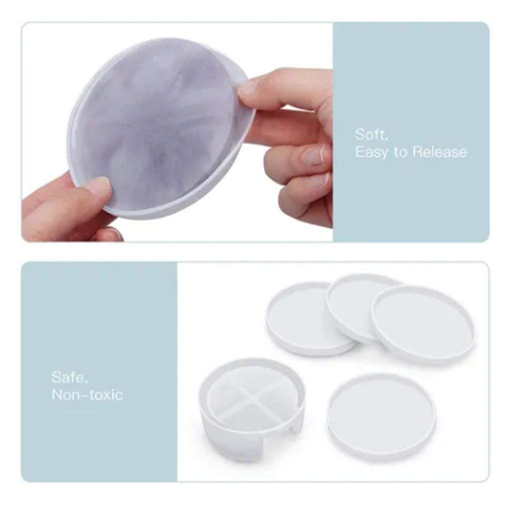 5Pcs Resin Coaster Molds Soft Silicone Smoothing Easy Release Coaster Silicone Molds for Crafting DIY