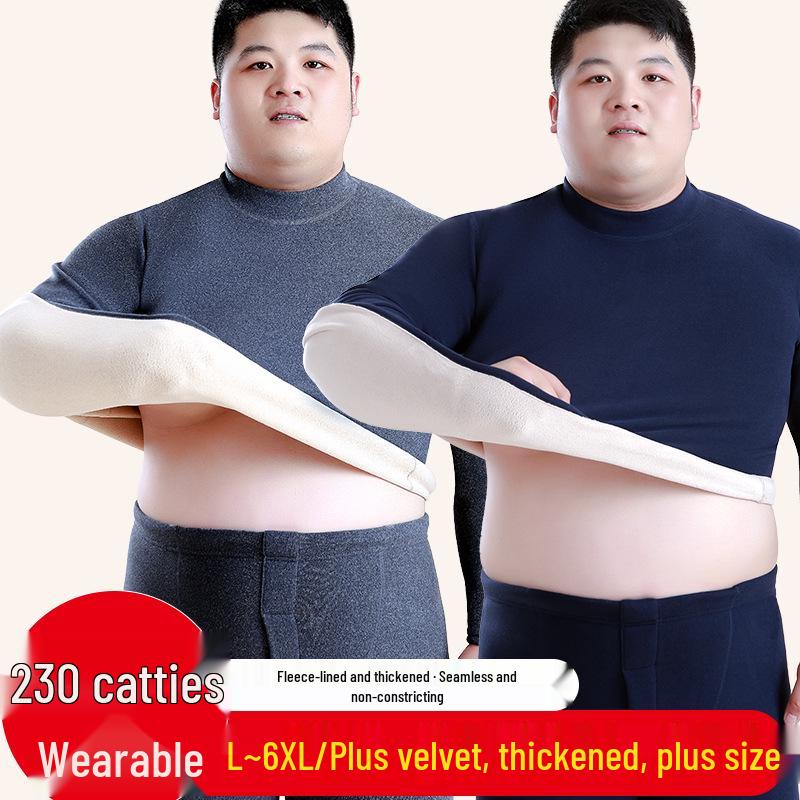 Men's Thermal Fleece-Lined Mid-Neck Underwear Set for Cold Weather