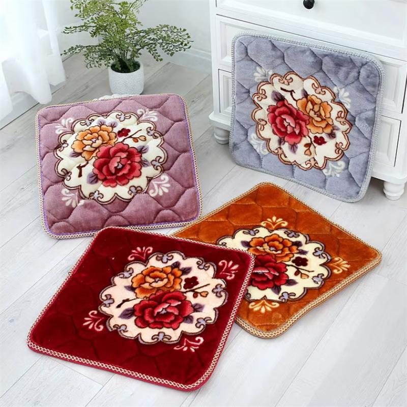 Floral Pattern Dining Chair Cushion Square Soft Office Computer Chair Seat Cushions Winter Car Seat Pad Non-slip Stool Cushions