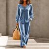 1116 New European and American Velvet Casual Women's Clothing Set, Button V-neck Long-sleeved Trousers Two-piece Set