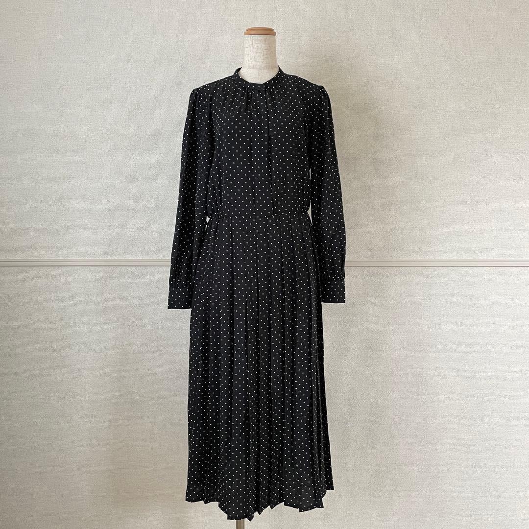 earth music&ecology dot pattern long sleeve long dress