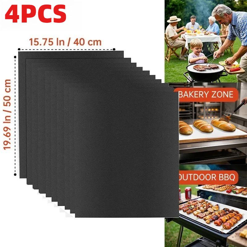 6 Stück BBQ Grillmatte Antihaftmatte Hitzebeständige Grillmatte Outdoor Backen Wiederverwendbare Grillparty-Matte 40x60cm 40x50cm 33x40cm 30x40cm