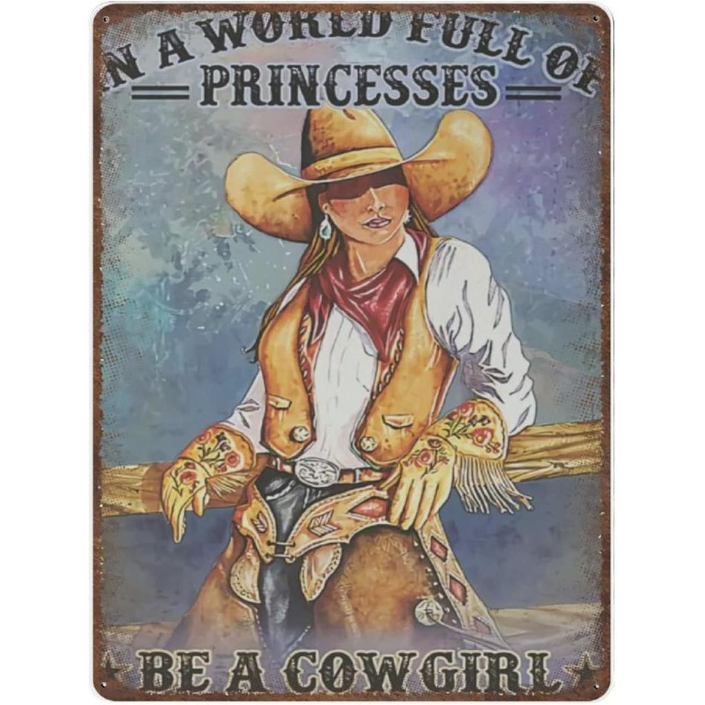 Vintage Cowgirl Metallschild Retro Westlich Reiten Zitat Blechschild für Heimbar Bauernhaus Dekoration Das Leben ist Hart Spirituell Wi