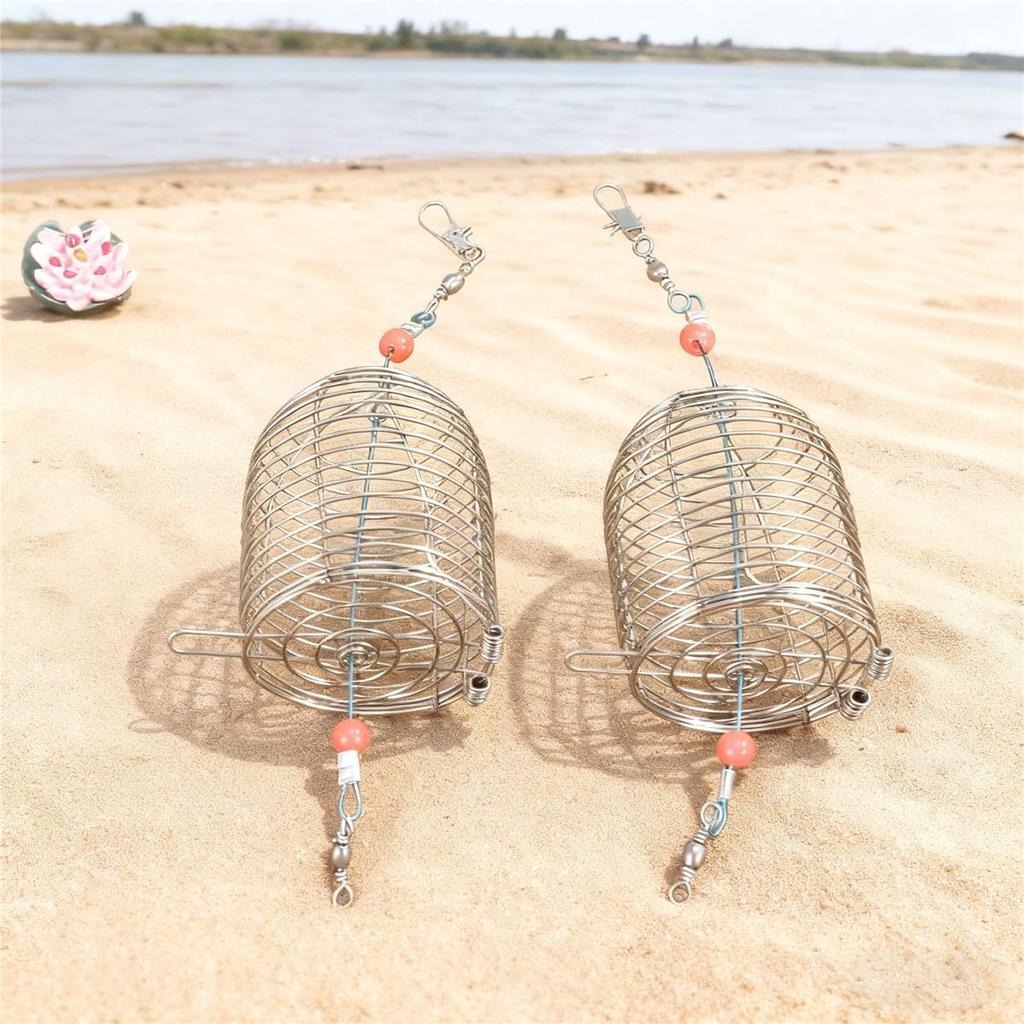 Stainless steel fishing bait basket, large size, basket type, opening/closing