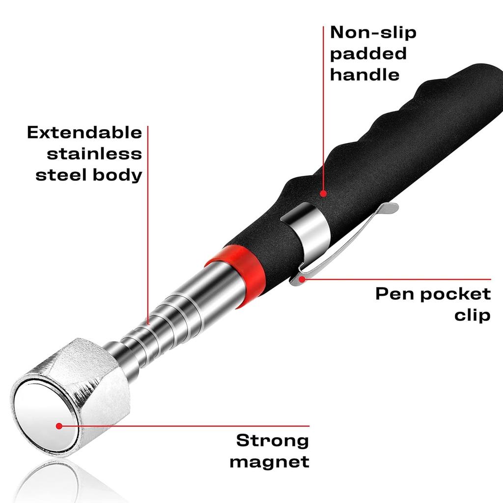 Teleskopisches Magnetisches Greifwerkzeug mit Diamantdesign – Extra Starker 16lb Zugkraft Edelstahl-Magnetstab Erweitert sich auf 30 Zoll