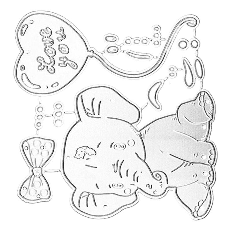 Elephant Cutting Dies Carbon Steel Embossing Die Cuts for Birthday Card Making DIY Scrapbooking Photo Album Paper Crafts